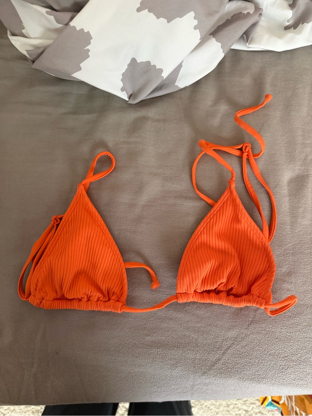 PacSun Bright Orange Ribbed Triangle Bikini Top